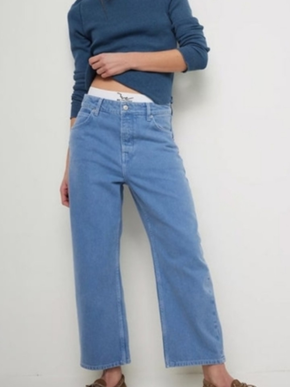 Free People Deep Trance Dropped Boyfriend Jeans in a Ocean Blue